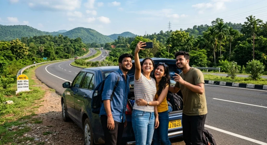 Friends on Odisha road trip